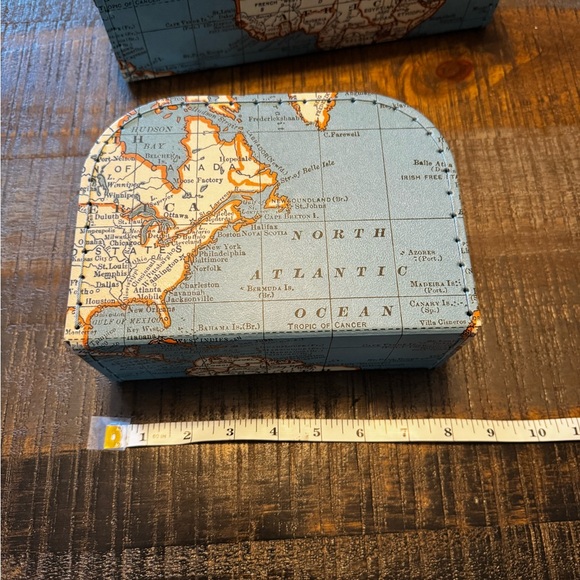NWOT Jewelkeeper Paperboard Suitcases Decorative Storage Boxes World Map Design - Picture 3 of 9